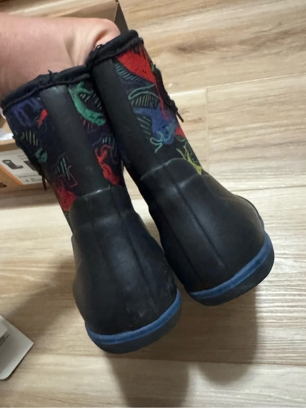 Baby Bogs Classic Neon Dino Waterproof Boots Size 9 Black Multi